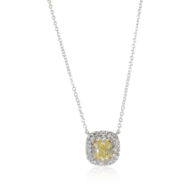 Tiffany & Co. Soleste Halo Fancy Intense Yellow Cushion Pendant  IF 1 1/4 Ctw