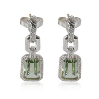David Yurman Stax Prasiolite Diamond Earrings in  Sterling Silver 0.46 CTW
