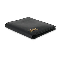 Saint Laurent Black Leather Tiny Cassandre Bifold Wallet