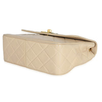 Chanel Vintage Beige Lambskin Jumbo 24k CC Square Flap Bag