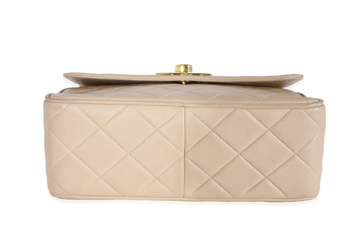 Chanel Vintage Beige Lambskin Jumbo 24k CC Square Flap Bag, myGemma