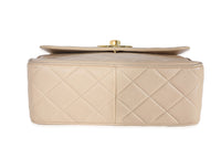 Chanel Vintage Beige Lambskin Jumbo 24k CC Square Flap Bag