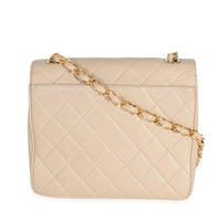 Chanel Vintage Beige Lambskin Jumbo 24k CC Square Flap Bag