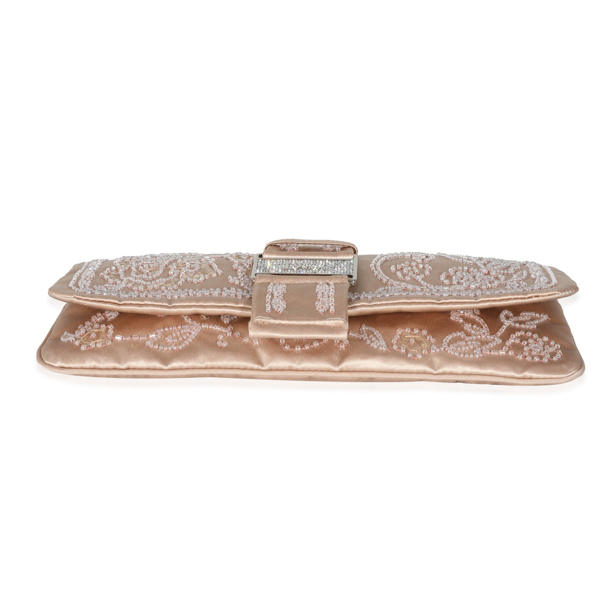 Christian Dior Vintage Pink Silk Beaded Flap Clutch