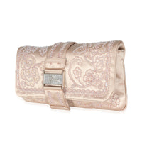 Christian Dior Vintage Pink Silk Beaded Flap Clutch