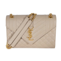 Saint Laurent Beige Grain De Poudre Medium Envelope In Mix Flap Bag