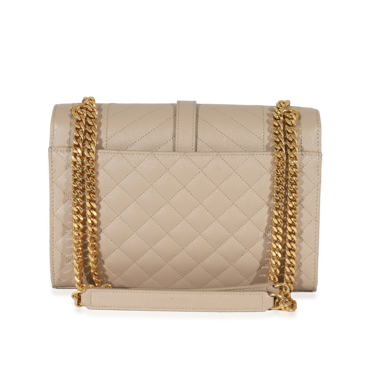 Saint Laurent Beige Grain De Poudre Medium Envelope In Mix Flap Bag