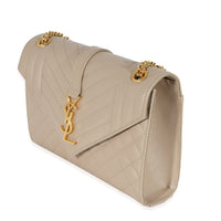 Saint Laurent Beige Grain De Poudre Medium Envelope In Mix Flap Bag