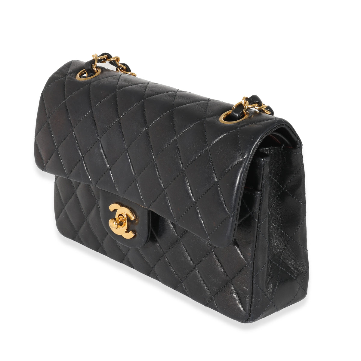 Chanel Vintage Black Lambskin Small Classic Flap Bag