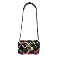 Chanel 22S Black Multicolor Lambskin Fixation Small Chanel 19 Bag