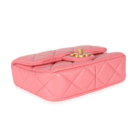 Chanel 22P Pink Lambskin Enamel Mini Pending Square Flap Bag