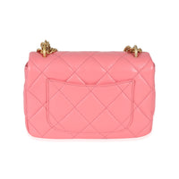 Chanel 22P Pink Lambskin Enamel Mini Pending Square Flap Bag