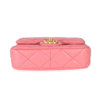 Chanel 22P Pink Lambskin Enamel Mini Pending Square Flap Bag