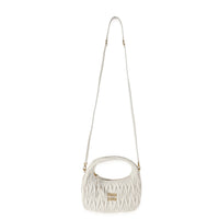 Miu Miu White Nappa Matelassé Mini Wander Hobo