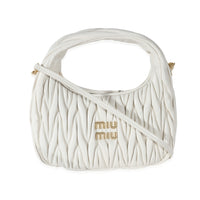 Miu Miu White Nappa Matelassé Mini Wander Hobo