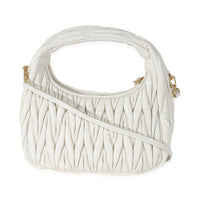 Miu Miu White Nappa Matelassé Mini Wander Hobo