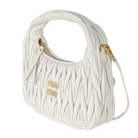 Miu Miu White Nappa Matelassé Mini Wander Hobo