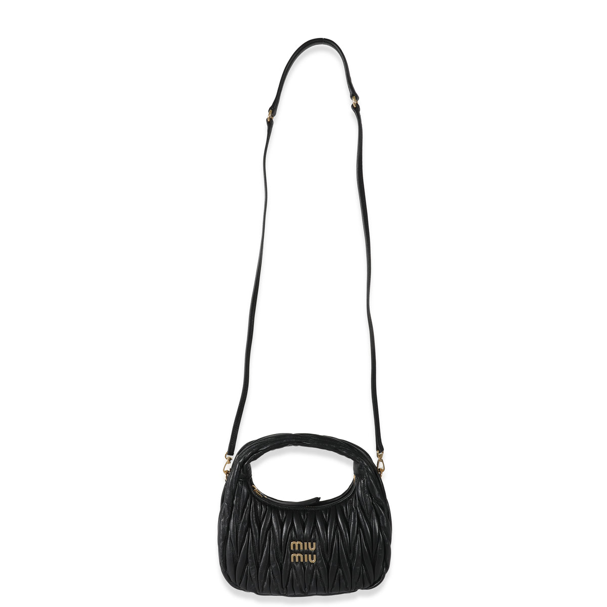 Miu Miu Black Matelassé Nappa Mini Wander Hobo Bag, myGemma, CH