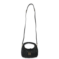 Miu Miu Black Nappa Matelassé Mini Wander Hobo