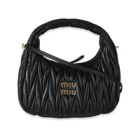 Miu Miu Black Nappa Matelassé Mini Wander Hobo