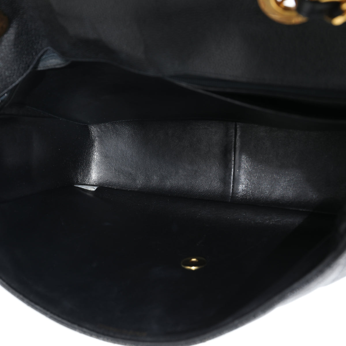 Chanel Vintage Black Caviar 24k Jumbo XL Single Flap Bag, myGemma
