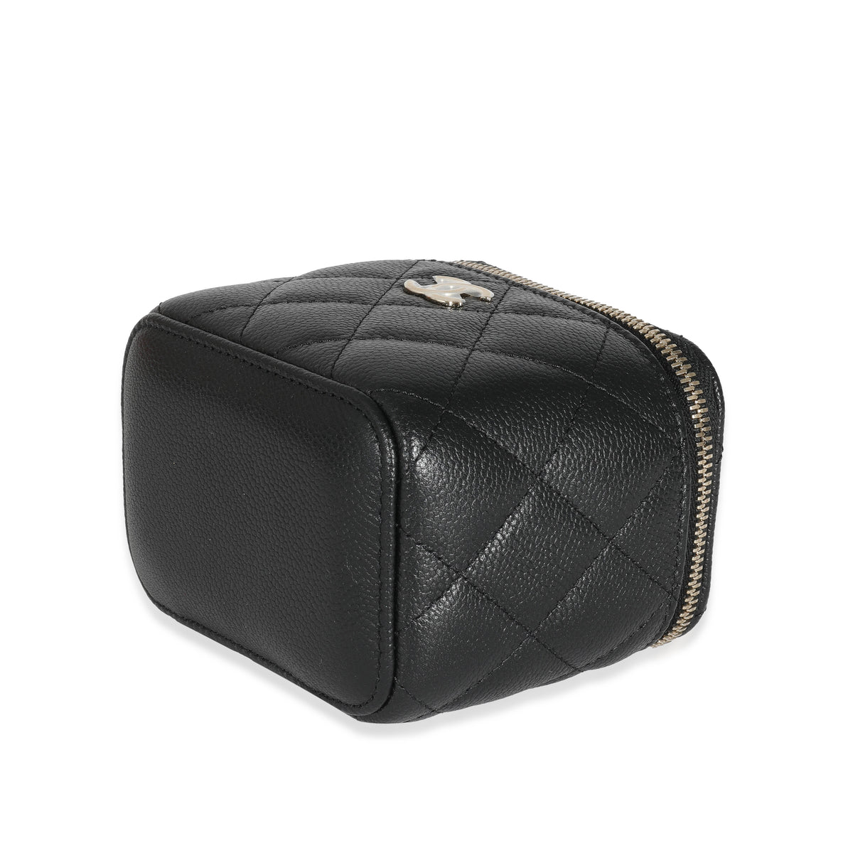 Chanel Black Quilted Caviar CC Link Mini Vanity Case