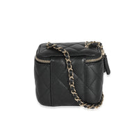 Chanel Black Quilted Caviar CC Link Mini Vanity Case