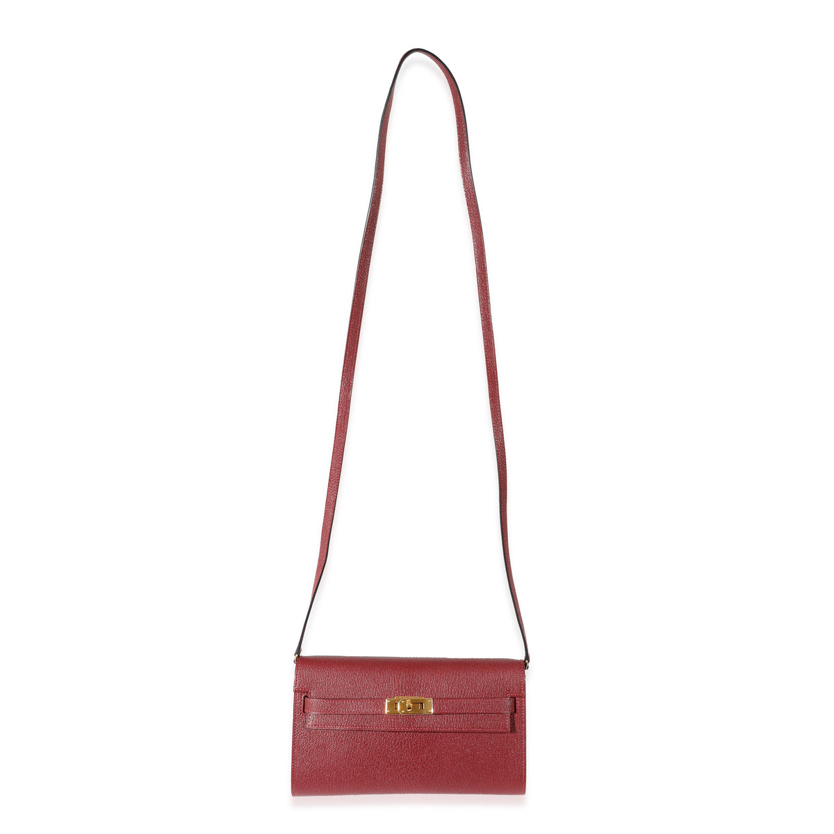 Hermes 35cm Rouge H Chevre Leather Retourne Kelly Bag with, Lot #58100