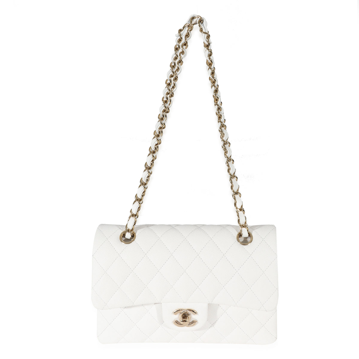 Chanel 23C White Caviar Small Classic Double Flap Bag