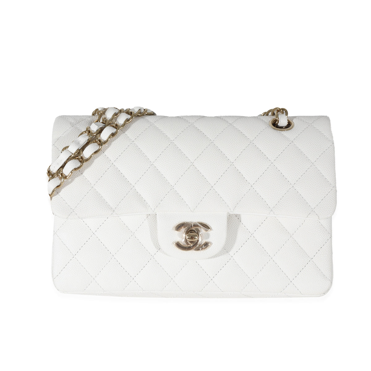 Chanel 23C White Caviar Small Classic Double Flap Bag