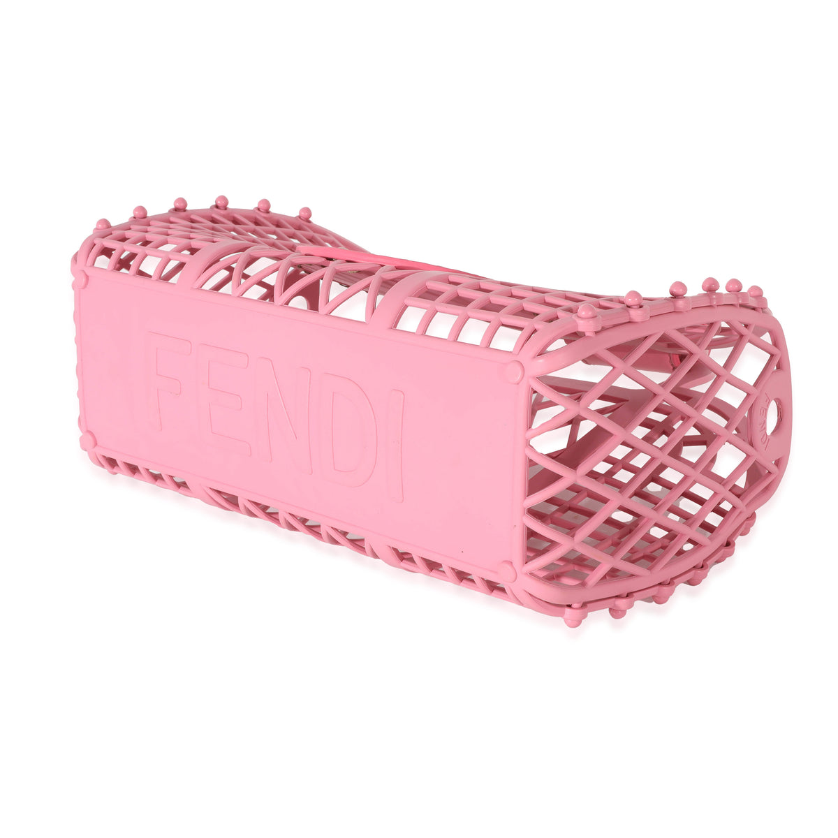 Fendi Pink Rosa Matte Recycled Plastic Small Vitello Liberty Basket