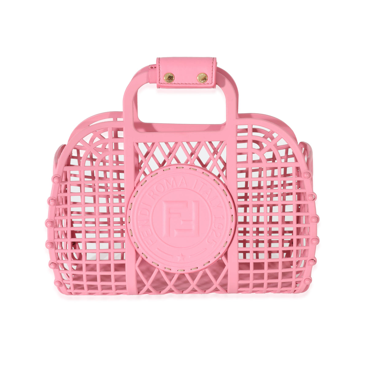 Fendi Pink Rosa Matte Recycled Plastic Small Vitello Liberty Basket