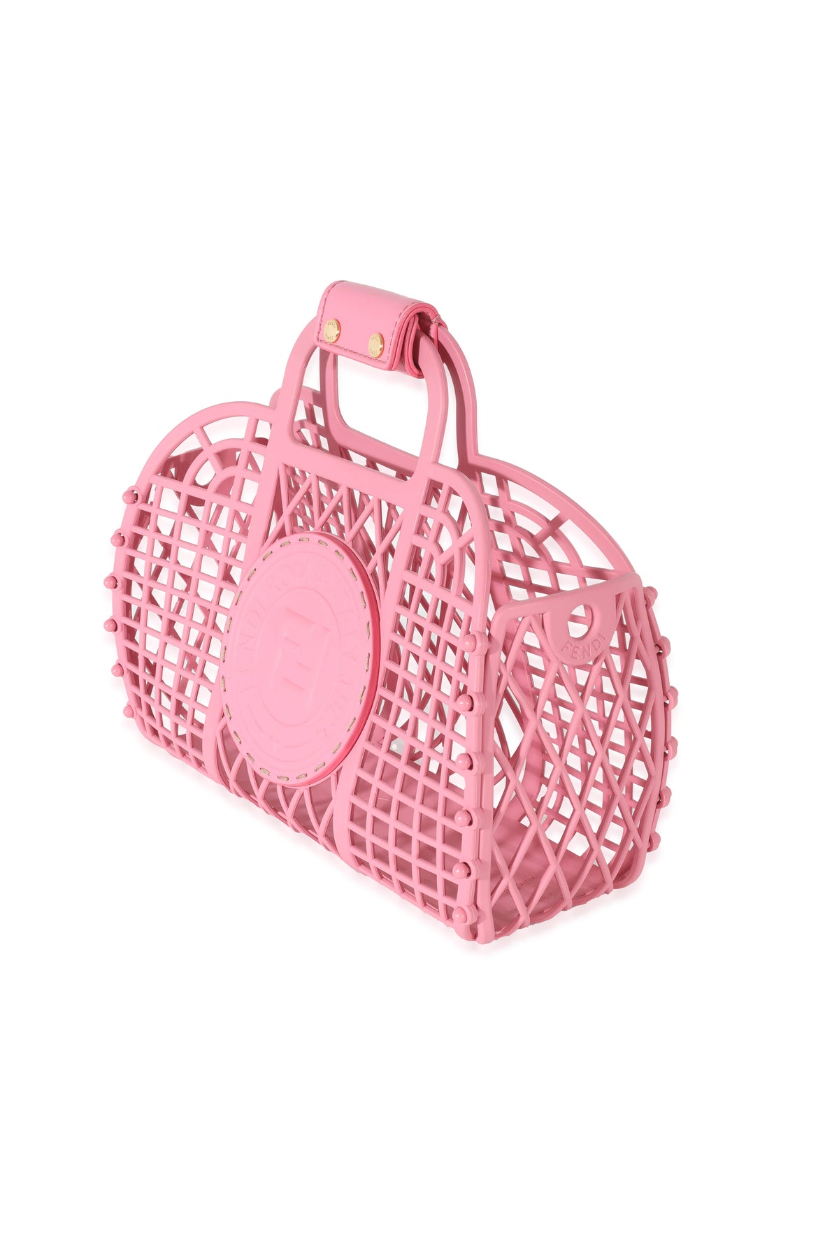 Fendi Pink Rosa Matte Recycled Plastic Small Vitello Liberty Basket