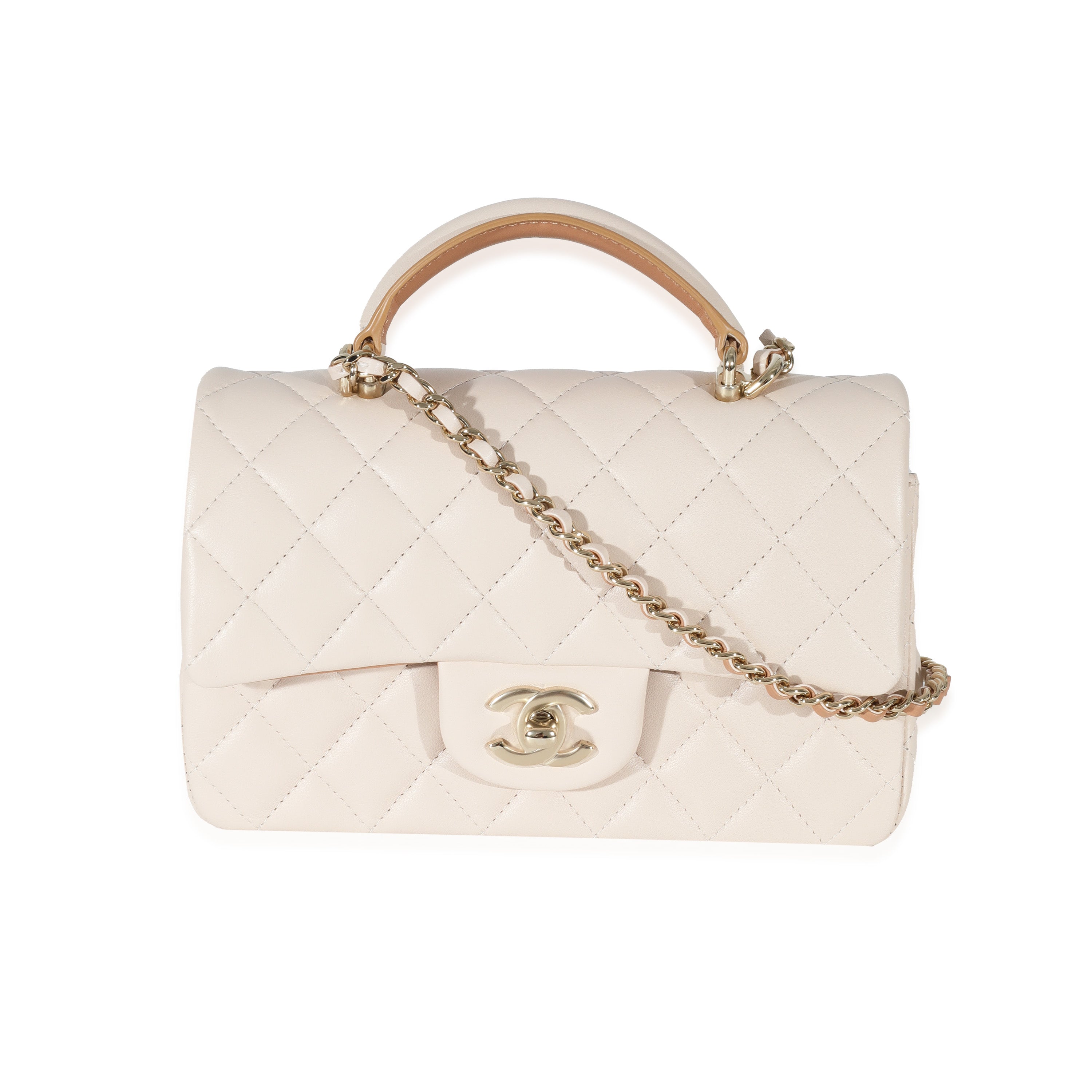 New Chanel Classic 2021 Rectangular Mini Beige Flap Bag