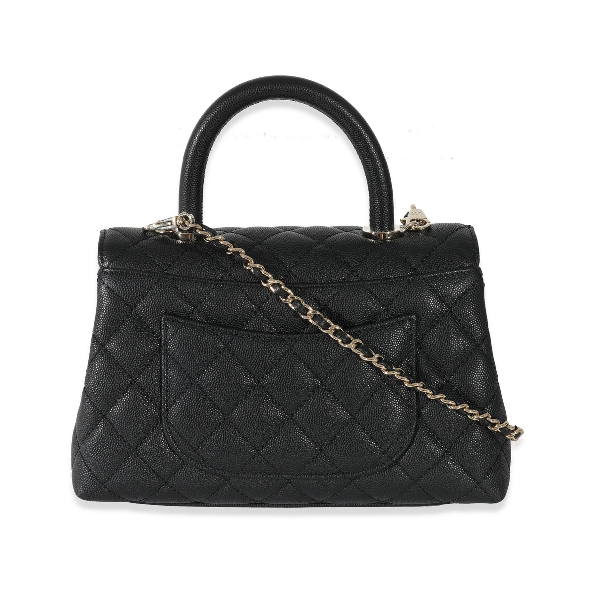 Chanel Black Caviar Quilted Small Coco Top Handle Flap Bag