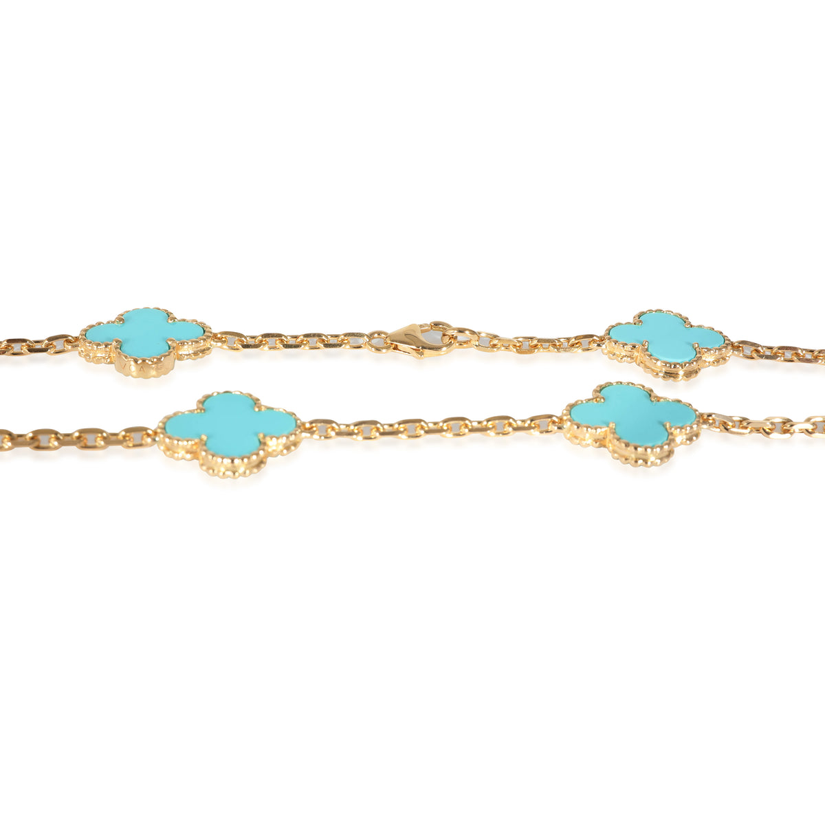 Van Cleef & Arpels Alhambra Vintage Turquoise 10 Station in 18k Yellow Gold