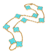 Van Cleef & Arpels Alhambra Vintage Turquoise 10 Station in 18k Yellow Gold