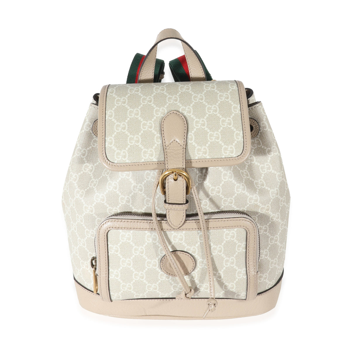 Gucci Beige White GG Supreme Canvas Interlocking G Backpack