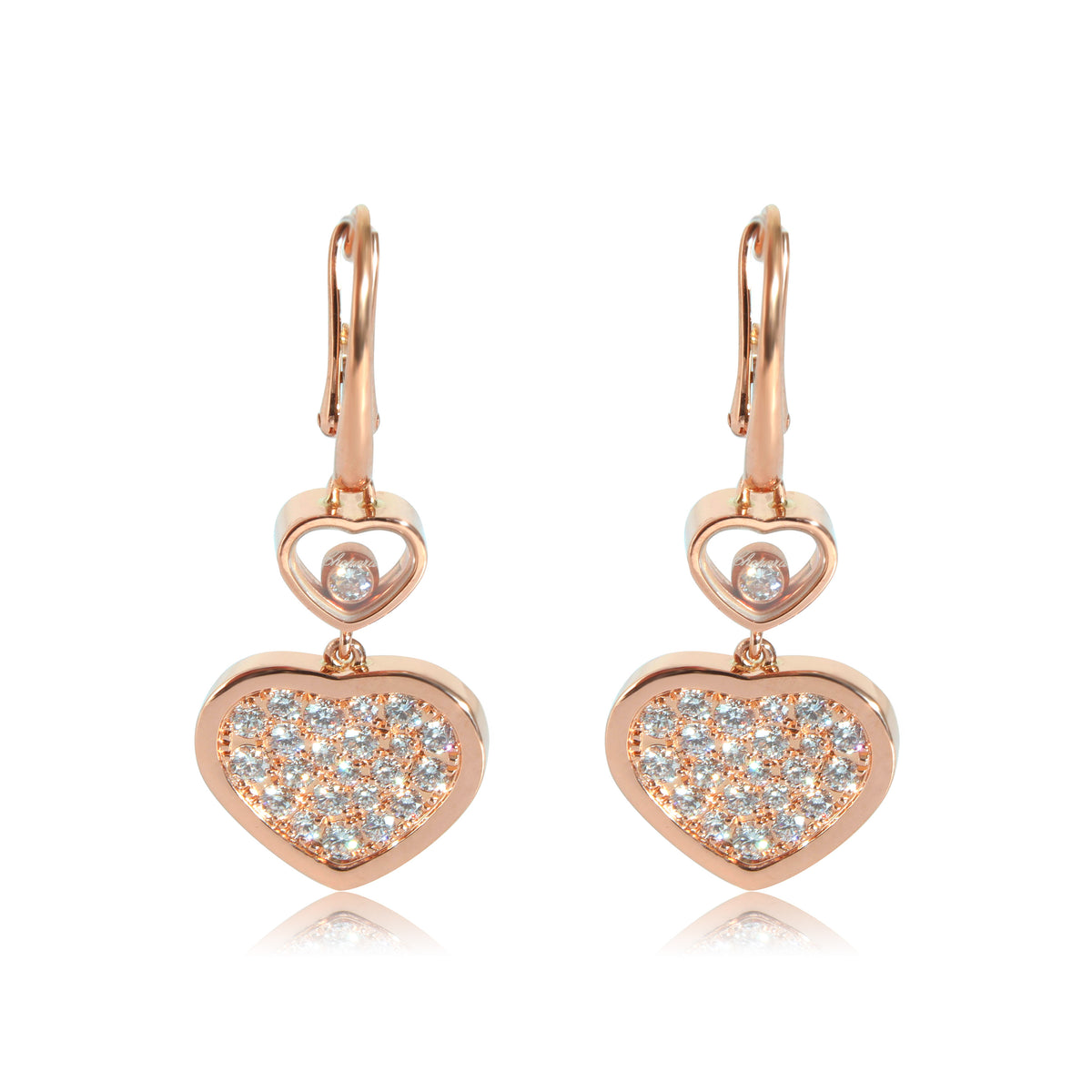 Chopard Happy Hearts Earrings in 18k Rose Gold 0.9 CTW