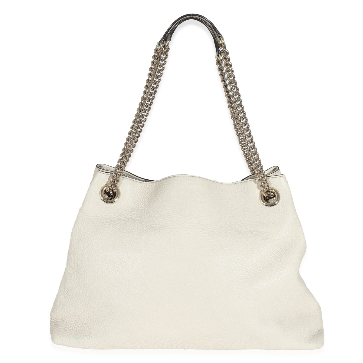 Gucci Cream Pebbled Calfskin Medium Soho Chain Tote