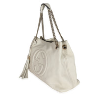 Gucci Cream Pebbled Calfskin Medium Soho Chain Tote