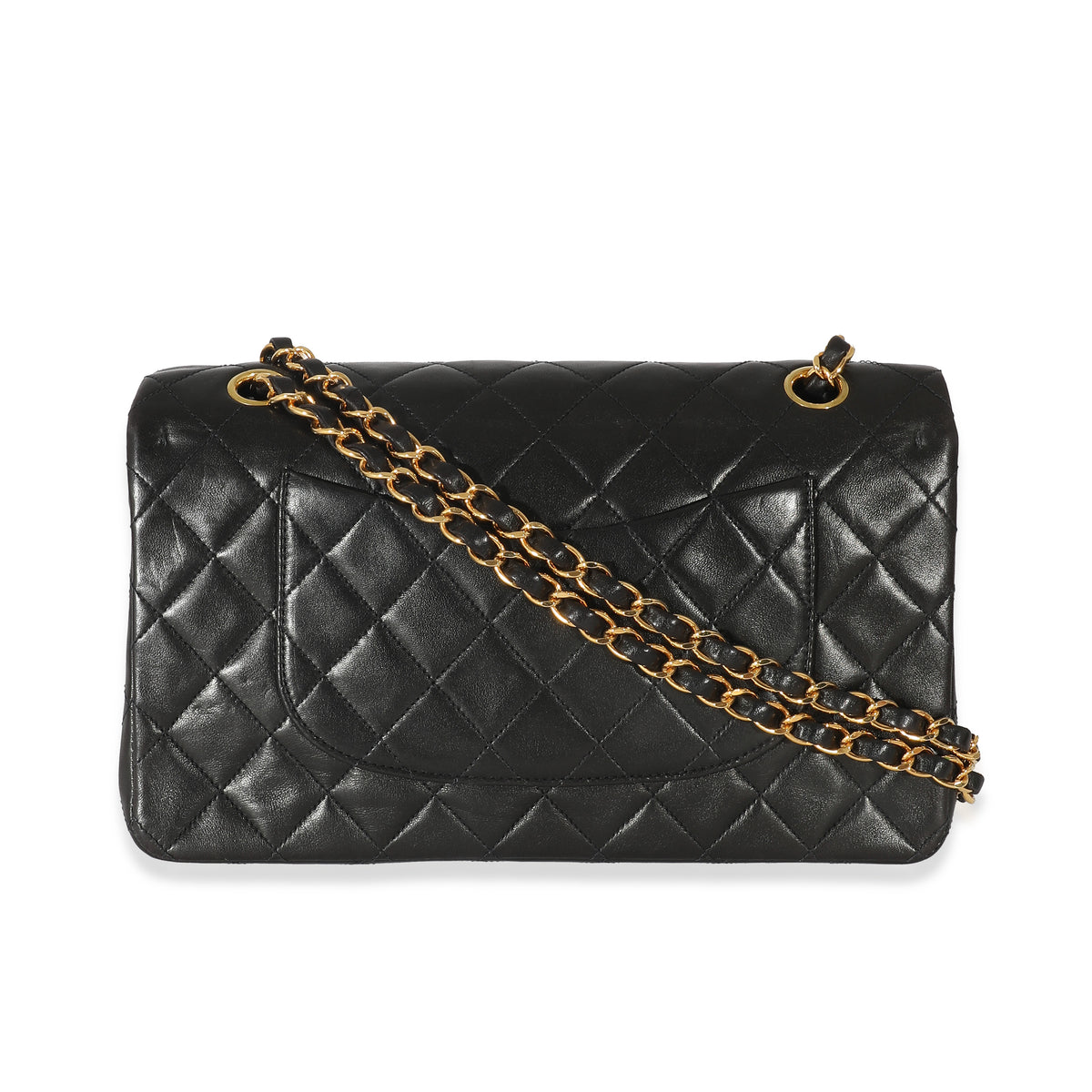 Chanel Vintage 24k Black Lambskin Medium Classic Double Flap Bag