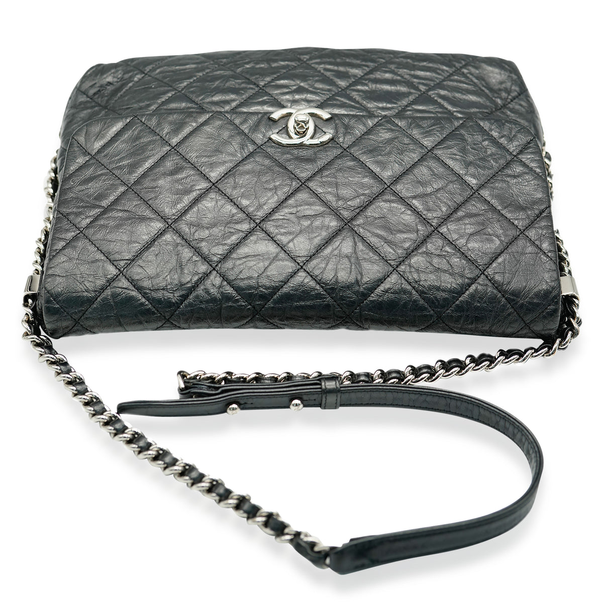 Chanel Black Crackled Aged Calfskin Big Bang Flap Bag myGemma