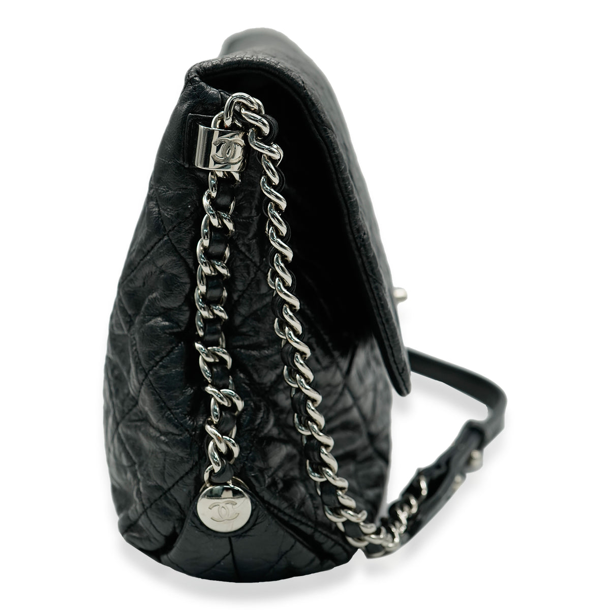 Chanel Black Crackled Aged Calfskin Big Bang Flap Bag