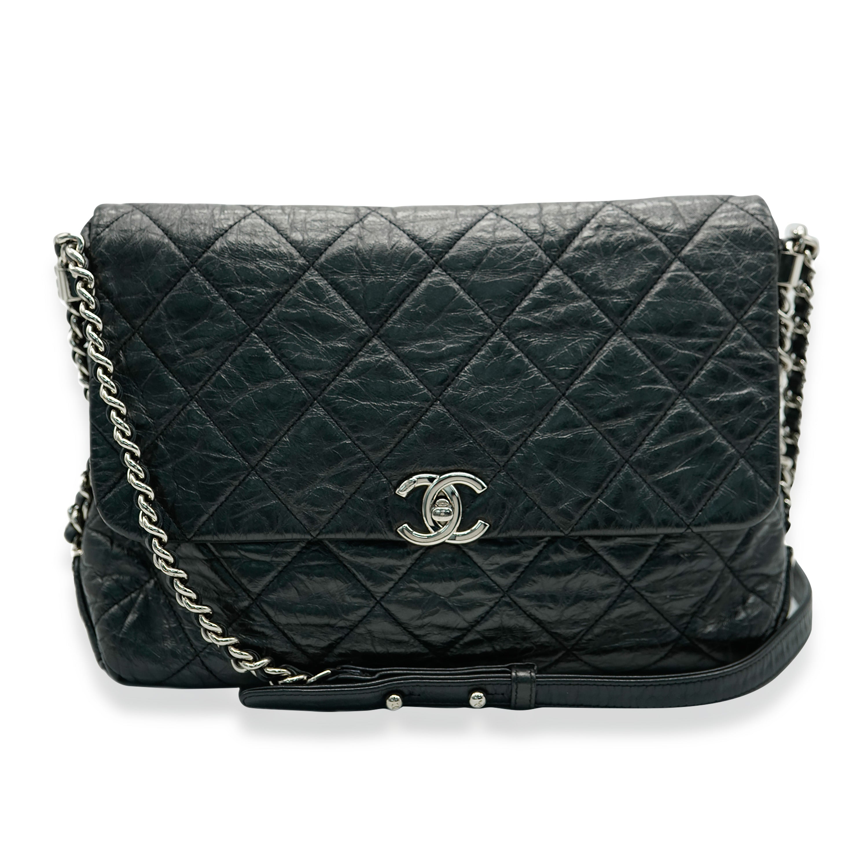 Chanel Black Crackled Aged Calfskin Big Bang Flap Bag