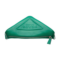 Prada Green Leather Triangle Crossbody Bag