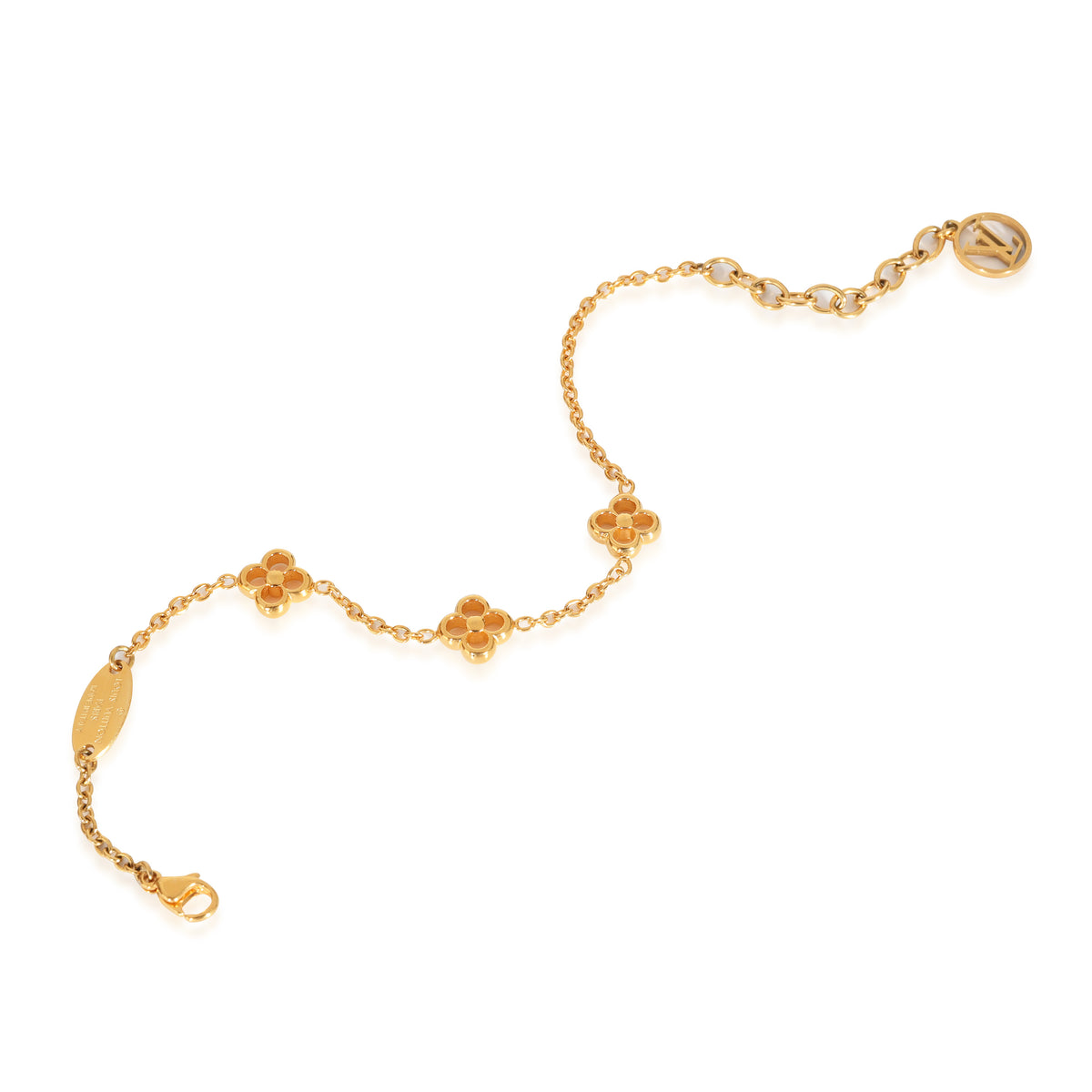 Louis Vuitton Flower Motif Gold Tone Station Bracelet