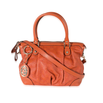 Gucci Orange Leather Guccissima Sukey Tote