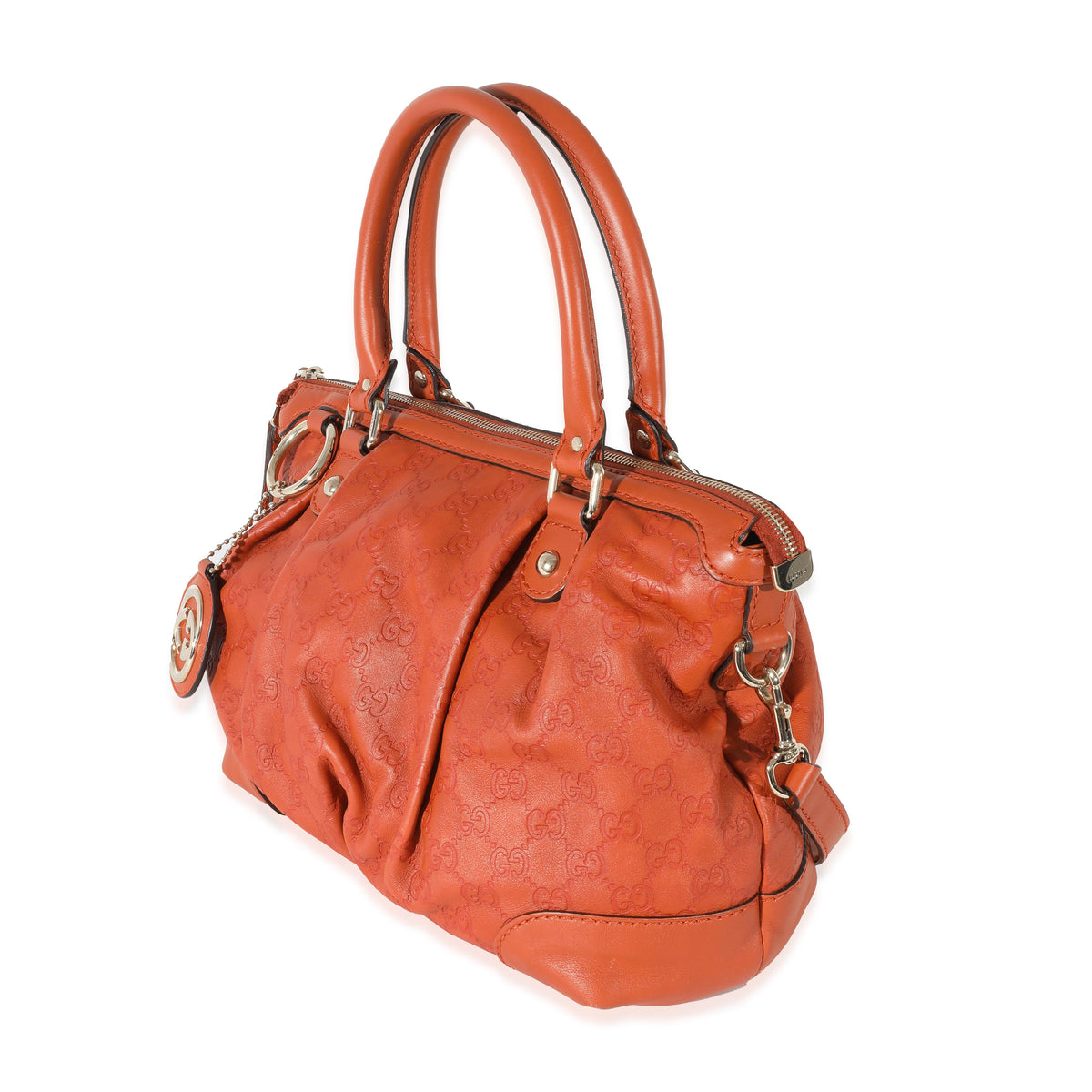 Gucci Orange Leather Guccissima Sukey Tote