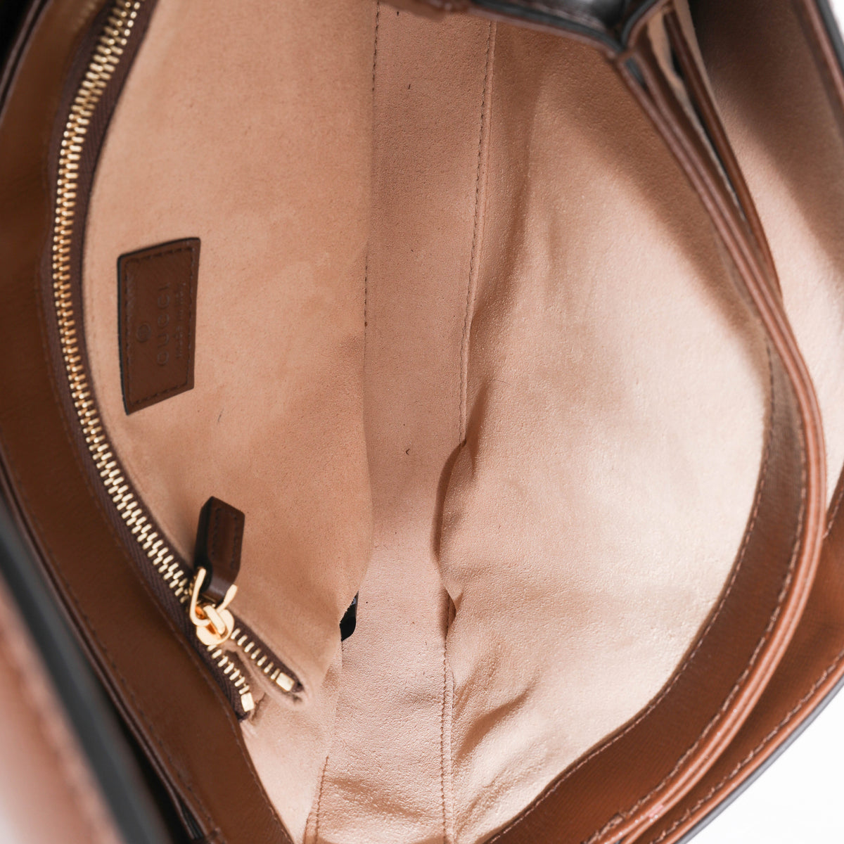 Gucci GG Supreme & Brown Leather 1955 Horsebit Shoulder Bag